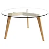 Image de HOME DECO FACTORY Table Ronde Movian de Salon Bois et Verre 80 cm Marron