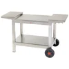 Image de KRAMPOUZ Chariot Extérieur Plein AIR pour Plancha ou BBQ - Desserte en Acier Inoxydable - 2 Grands Plateaux - 2 Grandes Roues - 2 Tablettes Rabattables avec Crochets pour Accessoires - Réf KHEA05