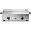 Image de KRAMPOUZ Plancha Électrique SAVEUR - Plaque de Cuisson en Inox 64 x 33 cm - 3200 Watts - 2 Zones de Cuisson - 2 Thermostats jusqu'à 300 °C - Nettoyage Facile - Fabriquée en France - Réf PFSV2AA-KR
