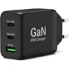 Image de Port Connect Chargeur Mural gan USB-c Power Delivery  & USB-a Quick Charge 65w avec câble Type c 2 mètres Noir Prise EU