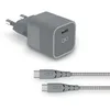 Image de Chargeur maison 20W Power Delivery + Câble renforcé USB C/USB C Garanti à vie Gris 100% Plastique recyclé Force Power
