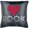Image de Douceur d'Intérieur 1604419 Housse de Coussin + Zip + Encart Taffetas Sequins Love Rock Polyester 40 x 20 x 40 cm