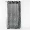 Image de Douceur d'Intérieur, Voilage à Oeillets (140 x 240 cm) Arty Line Anthracite/Argent, Voile Sablé Imprimé Métallisé
