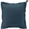 Image de Douceur d'intérieur - 2 Taies d'oreiller volant plat 100% percale de coton Percaline bleu nuit 63x63 cm