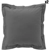 Image de Douceur d'intérieur - 2 Taies d'oreiller volant plat 100% percale de coton Percaline acier 63x63 cm
