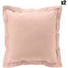 Image de Douceur d'intérieur - 2 Taies d'oreiller volant plat 100% percale de coton Percaline nude 50x70 cm