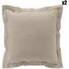 Image de Douceur d'intérieur - 2 Taies d'oreiller volant plat 100% percale de coton Percaline sable 50x70 cm