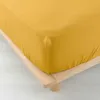 Image de douceur d'intérieur, Drap Housse (160 x 200 cm) Angelia Jaune, Gaze de Coton Unie