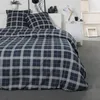 Image de Parure De Lit Double en Coton Flanelle à Imprimé Tartan - Bleu - 240 X 260 Cm