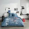 Image de Parure de lit - TODAY - JAVA - 2 personnes - 240x220 cm - Coton - Imprimé Japan - Bleu
