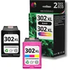 Image de 123CONSOMMABLES - 302 XL - Cartouche d'encre Remplacement pour HP 302 XL Noir et Couleur Cartouche Encre pour OfficeJet 3831 3833 3830, DeskJet 3630 2130 3632, Envy 4520 4525 4527 (1 Noir, 1 Couleurs)