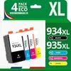 Image de 123CONSOMMABLES - 934XL 935XL - Cartouches d'encre Compatible pour HP 934 XL 935 XL pour HP Officejet Pro 6230 6830 Officejet 6820 (Pack de 4)
