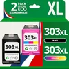 Image de 123CONSOMMABLES - Pack Compatible avec HP 303 XL (T6N04AE/T6N03AE) Noir et Couleur