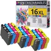 Image de 123CONSOMMABLES - 16XL - Pack de Cartouches d'encre Compatible avec Epson Workforce WF-2750 WF-2760 WF-2660 WF-2650 WF-2630 WF-2540 WF-2530 WF-2510 WF-2010 (4 Noir / 4 Cyan / 4 Magenta / 4 Jaune)