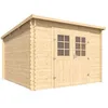 Image de Forest Style Abri de jardin Vallo Modern 7,5 m² (3,08 x 3,02 x 2,05) - Bois naturel - Toit en feutre bitumineux - Portes en verre - Serrure galvanisée - Stockage sûr et durable