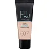 Image de Maybelline New York - Fond de Teint Fluide Ton sur Ton Fit me! Matte and Poreless - Teinte : 97 Porcelaine naturelle, NU