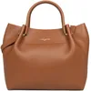 Image de LANCASTER | Foulonné Double - Sac cabas épaule Cuir de Vachette Grainé Camel - In - Orange