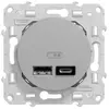 Image de Mécanisme double chargeur usb A + C 12W Schneider Electric Odace aluminium