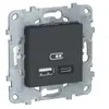 Image de Chargeur USB double 5V 2,4A type A+C Schneider Electric Unica gris anthracite