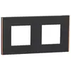 Image de Plaque de finition 2 postes Schneider Electric Unica Déco Subtile NU600441 coloris anthracite avec liseré cuivre l.159,6 x P.10,25 x H.85 mm