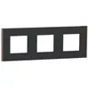 Image de Plaque de finition 3 postes Schneider Electric Unica Déco Subtile NU600641 coloris anthracite avec liseré cuivre l.230,6 x P.10,25 x H.85 mm