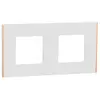 Image de Plaque de finition 2 postes Schneider Electric Unica Déco Subtile NU600442 coloris blanc avec liseré cuivre l.159,6 x P.10,25 x H.85 mm