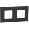 Image de Plaque de finition 2 postes Schneider Electric Unica Déco Subtile NU600443 coloris anthracite avec liseré argent l.159,6 x P.10,25 x H.85 mm
