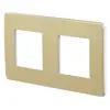 Image de Plaque de finition 2 postes Schneider Electric Unica Studio Métal NU280459F coloris or avec liseré blanc l.156 x P.10 x H.85 mm