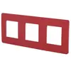 Image de Plaque de finition 3 postes Schneider Electric Unica Studio Color NU280613F coloris rouge avec liseré blanc l.227 x P.10 x H.85 mm