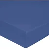 Image de Blanc des Vosges Uni Percale Drap housse Coton Bleu Royal 140 x 190 cm bonnet de 30 cm