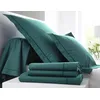 Image de Drap Housse 140/190 Bleu Paon Percale Blanc des des VOSGES
