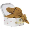 Image de VERTBAUDET Doudou en Gaze de Coton et sa valisette Ocre TU