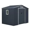 Image de Abri de jardin en métal 529 m² - 277 x 191 x 202 cm - VENUS Kit dancrage inclus 2 portes coulissantes 1 fenêtre latérale Gris
