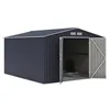 Image de Abri de jardin en métal 884 m² - 277 x 319 x 202 cm - VELASCO - Kit dancrage inclus 2 portes battantes - Gris