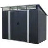 Image de Abri de jardin en métal 461 m² - 238 x 193 x 202 cm - SOLER - Kit dancrage inclus 2 portes coulissantes - Gris