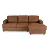 Image de Canapé dangle droit 4 places - Tissu marron vintage - Contemporain - L 215 x P 140 x H 86 cm - PAUL