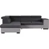 Image de Canapé dangle gauche convertible + coffre 5 places - Tissu gris - L 271 x P 220 x H 77 cm - ARMSTRONG - Fabriqué en Ukraine