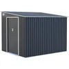 Image de Abri de jardin en métal 55 m² - 215 x 257 x 193 cm - TORONTO - Kit dancrage inclus 2 portes coulissantes - Gris