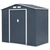 Image de Abri de jardin en métal 271 m² - 213 x 127 x 195 cm - PLUTON - Kit dancrage inclus 2 portes coulissantes - Gris