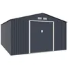 Image de Abri de jardin en métal 1516 m² - 340 x 446 x 210 - SATURNE - Kit dancrage inclus 2 portes coulissantes - Gris