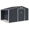 Image de Abri de jardin en métal et abri bûches 872 m² - 342 x 255 x 202 - NOVA - Kit dancrage inclus 2 portes coulissantes - Gris