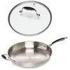 Image de Lot poêle tout inox et couvercle verre 32 cm Excell'Inox Mathon