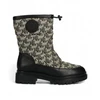 Image de Lauren Ralph Lauren pour femme. 802882382001 Bottines Coree en cuir jacquard monogrammé noir (36), Plat, Aucun, Casuel