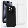 Image de Evetane Coque pour iPhone 15 Pro Antichoc Noir + 2 vitres