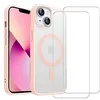 Image de Evetane Coque Anti-Choc Compatible avec Magsafe pour iPhone 13 Transparente et Rose + 2 vitres