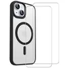Image de Evetane Coque Anti-Choc Compatible avec Magsafe pour iPhone 14 Noir + 2 vitres