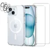 Image de Evetane Coque Anti-Choc Compatible avec Magsafe pour iPhone 15 Transparente + 2 Protections écran et 2 Protections Objectif caméra