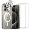 Image de Evetane Coque Anti-Choc Compatible avec Magsafe pour iPhone 15 Pro Transparente + 2 Protections écran et 2 Protections Objectif caméra