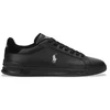 Image de Polo Ralph Lauren pour homme. 809965072002 Baskets en cuir noir Heritage Court II (46), Plat, Lacets, Casuel