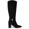 Image de Lauren Ralph Lauren pour femme. 802967843001 Mate Bottes en cuir poly noir (36), 5 à 8 cm, Fermeture éclair, Casuel